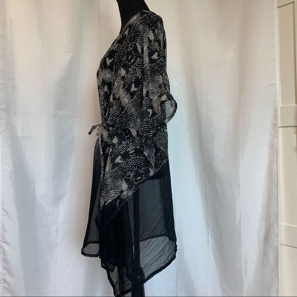 Sol & Mer animal snakeprint beach cover-up short sleeve chiffon drawstring 🔥 - Picture 3 of 10